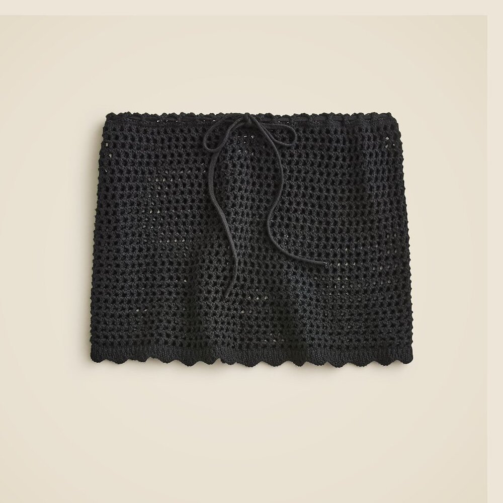 NWT Sold out J. Crew Black Cotton Knit Crochet Beach Skirt Cover Up, Size M